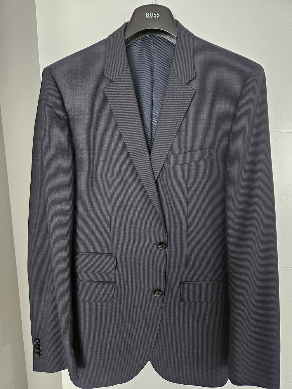 BOSS Men's Navy Textured Two-Button Blazer